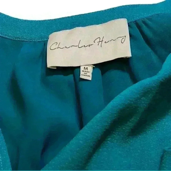 Charles Henry teal sleeveless dress with high low ruffle size M - Picture 7 of 9